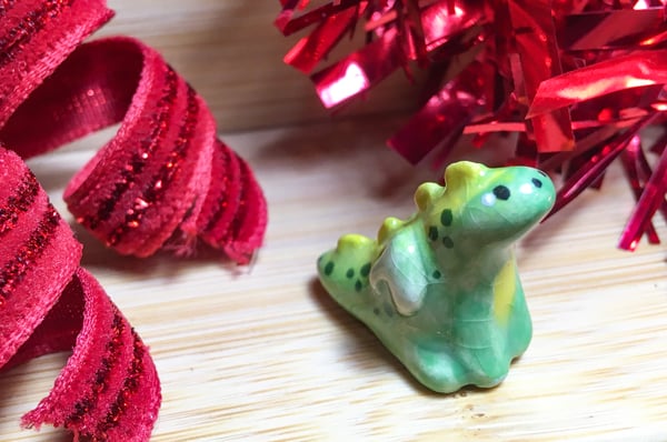 Image of Tiny Pottery Dragon - Green Dragon No. 13