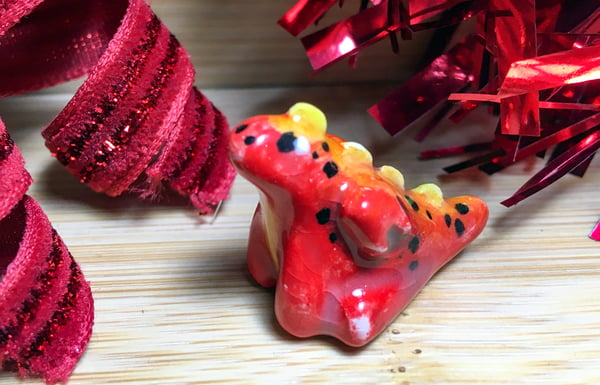 Image of Tiny Pottery Dragon - Red Dragon No. 14