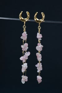 Image 8 of Ear Saddle Hangers Crystal - Silver/Gold - Plugs for Stretched Ears Tunnels - Stainless Steel 316L