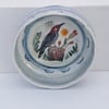 Woodpecker on Stump Porcelain Dish