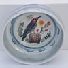 Woodpecker on Stump Porcelain Dish