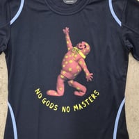 Image 2 of Mr Blobby No Gods No Masters ladies navy  ACTIVEWEAR t-shirt