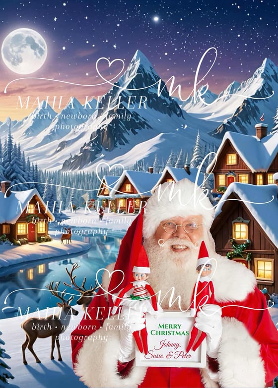 Image of Santa and Elf Personalized Merry Christmas Photo