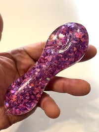 Image 2 of True Love Freezer-Friendly Glittery Glass Pipe: Elegant Chilled Smoking Accessory for Discreet Use