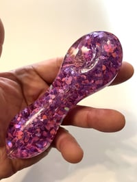 Image 4 of True Love Freezer-Friendly Glittery Glass Pipe: Elegant Chilled Smoking Accessory for Discreet Use