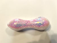 Image 2 of Enchanting UV Reactive Butterfly Glass Pipe: Color-Changing Glitter Smoking Bowl for Barbie Lovers