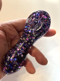 Image 2 of Purple Stars Freezable Glitter Glass Pipe