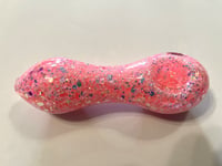 Image 1 of Whimsical Handcrafted ICEY Pink Glitter Freezable Glass Smoking Pipe