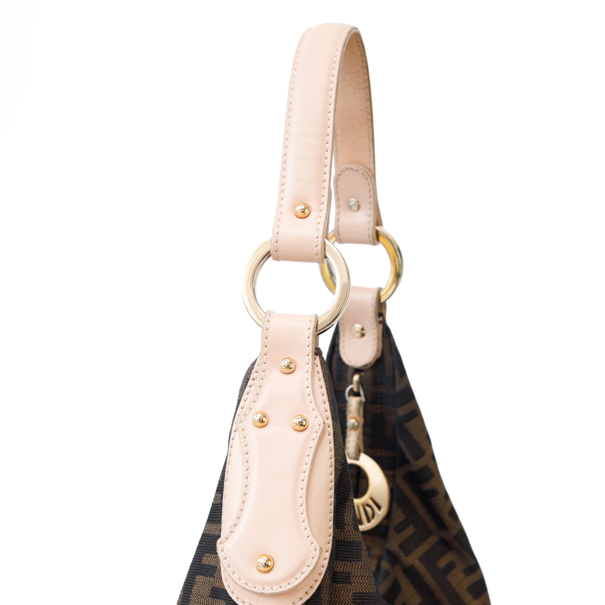Image of Fendi Monogram Canvas Hobo Shoulder Bag