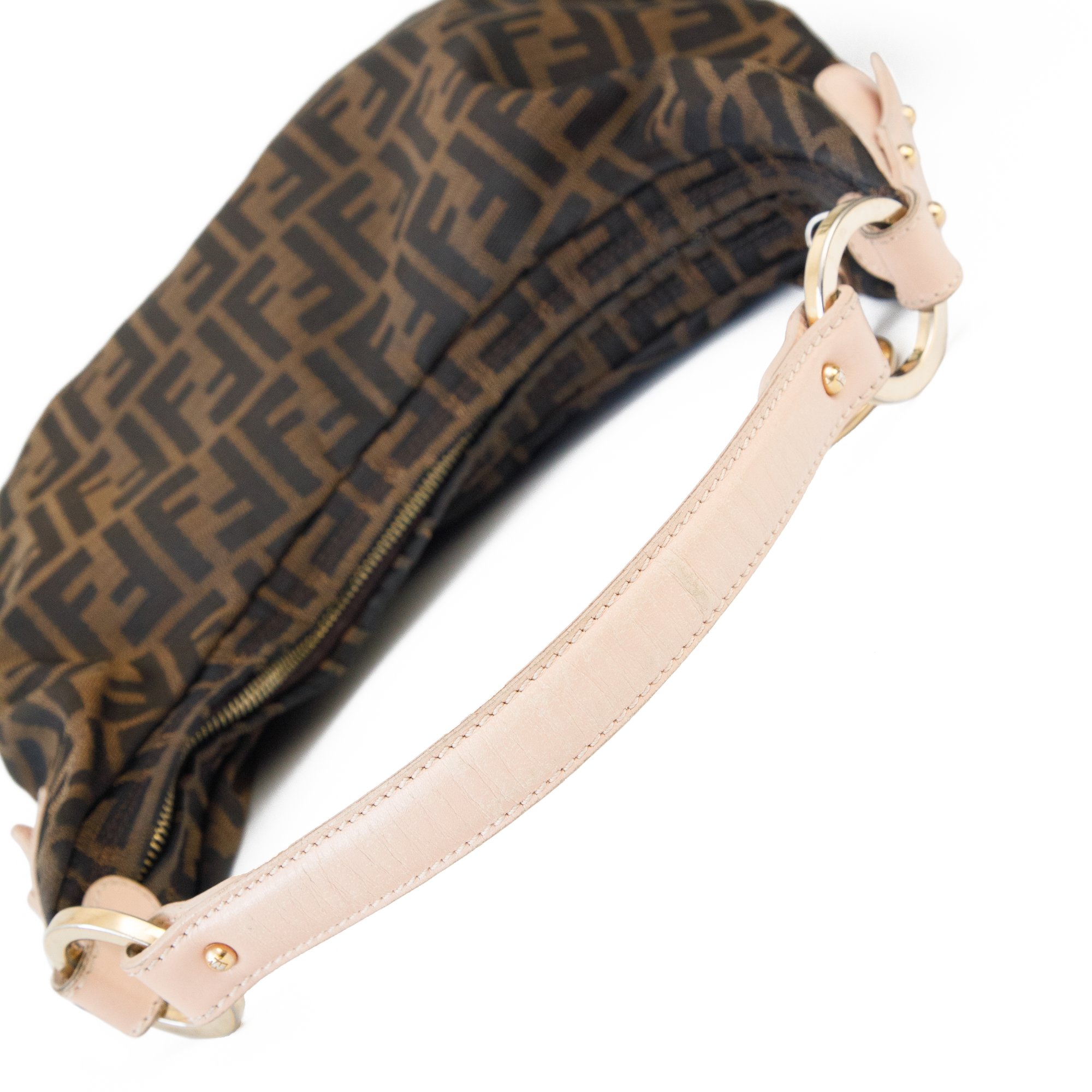 Image of Fendi Monogram Canvas Hobo Shoulder Bag