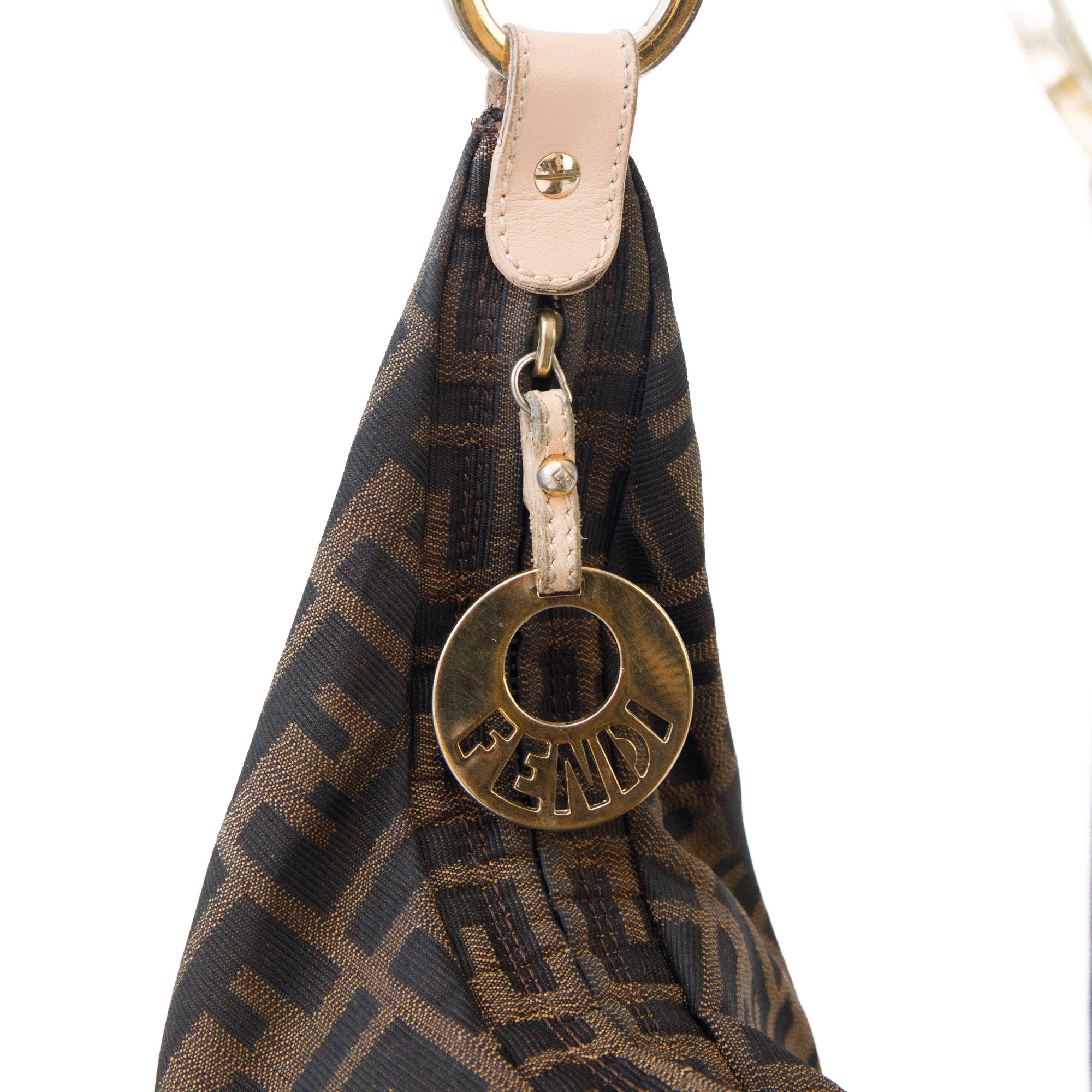 Image of Fendi Monogram Canvas Hobo Shoulder Bag
