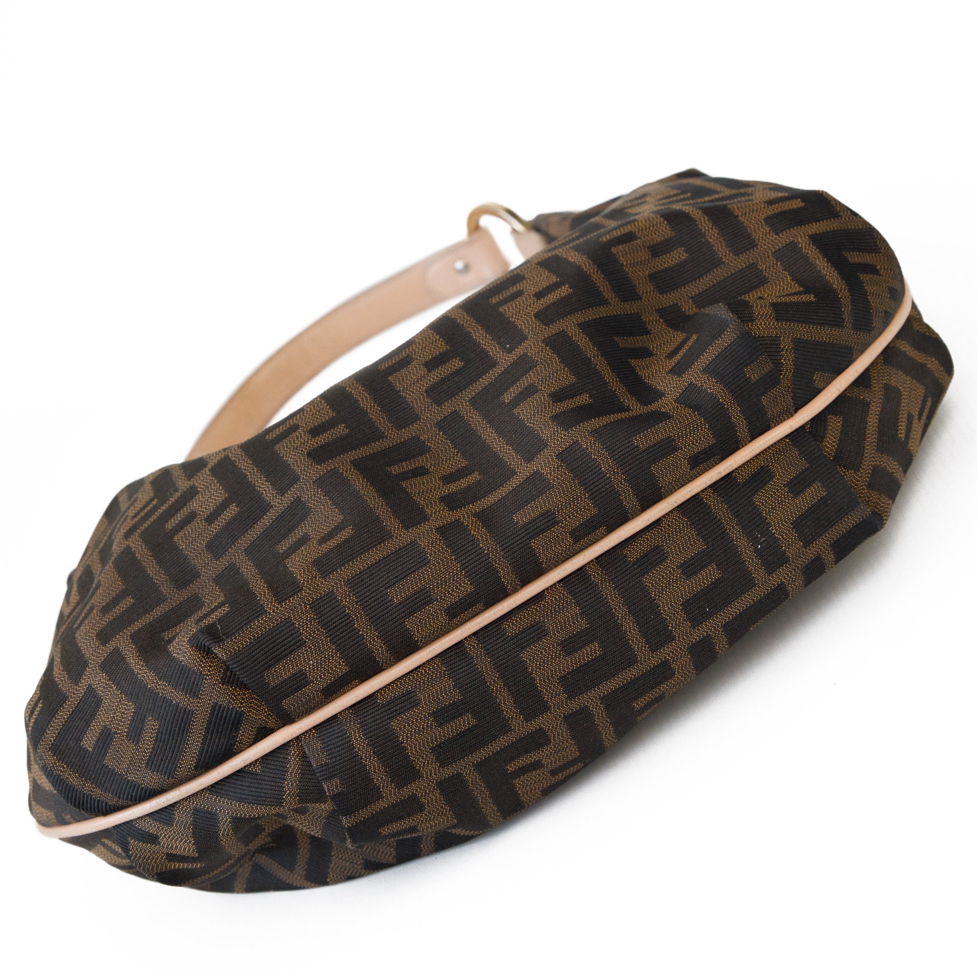 Image of Fendi Monogram Canvas Hobo Shoulder Bag