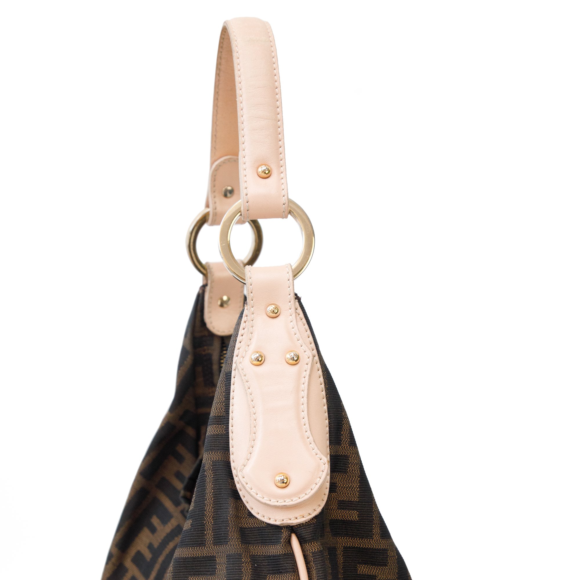 Image of Fendi Monogram Canvas Hobo Shoulder Bag