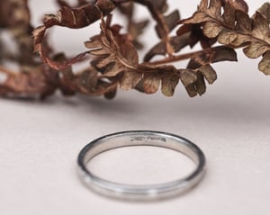 Image of Platinum 2mm Pressed flower engraved ring