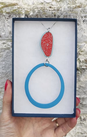 Image of Red/ Sky Blue Graffiti Pendant