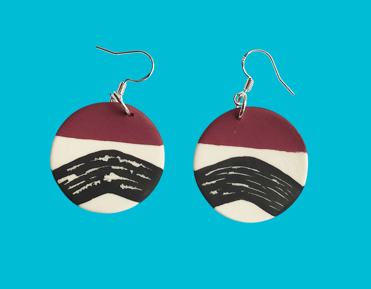 Image of Maroon/ Black Wave Earrings