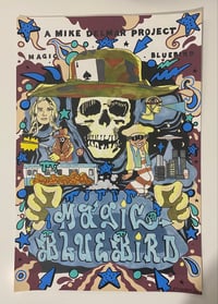 Hand embellished print 12”x18” Magic Bluebird 2024