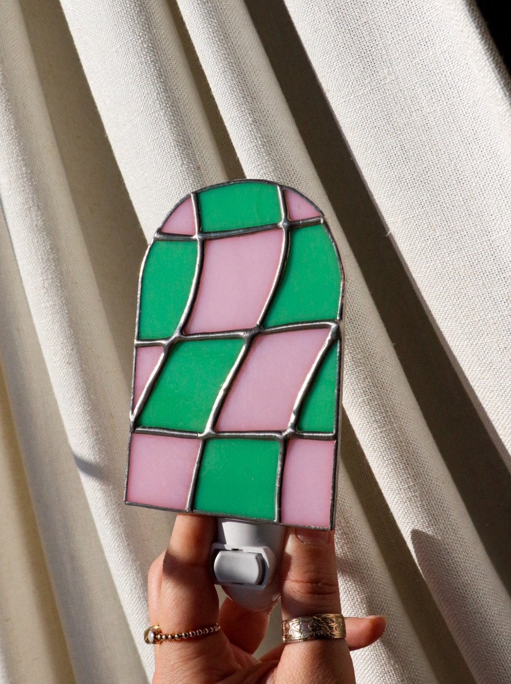 Image of Green & Pink checkered nightlight