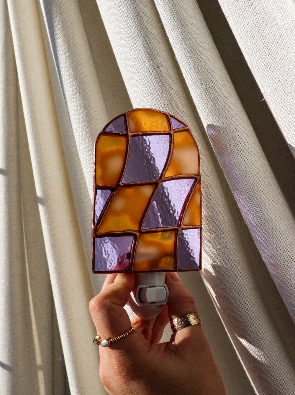 Image of Purple & Orange checkered nightlight