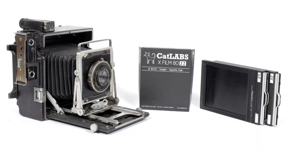 Image of Graflex Crown Graphic 4X5 Camera w/ Zeiss Tessar 135mm lens +film +holders #5107