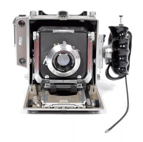 Image of Linhof Technika IV 4X5 camera w/ 150mm + 90mm Lenses + grip + film + holders #5108