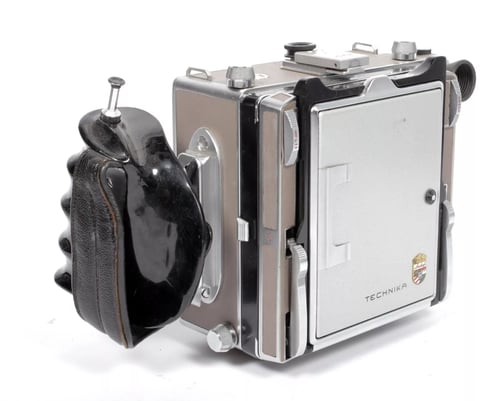 Image of Linhof Technika IV 4X5 camera w/ 150mm + 90mm Lenses + grip + film + holders #5108