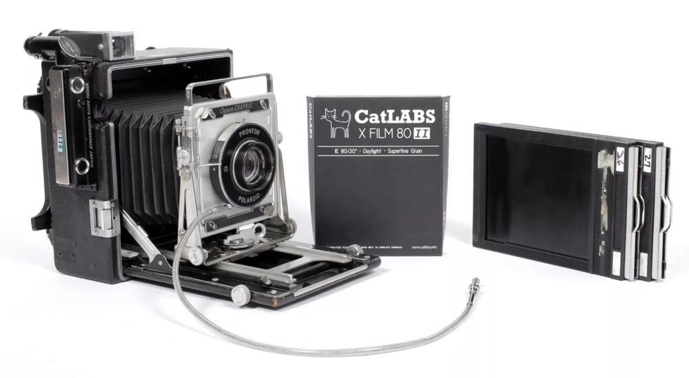 Image of Graflex Crown Graphic 4X5 Camera w/ Rodenstock 127mm lens +film +holders #5112