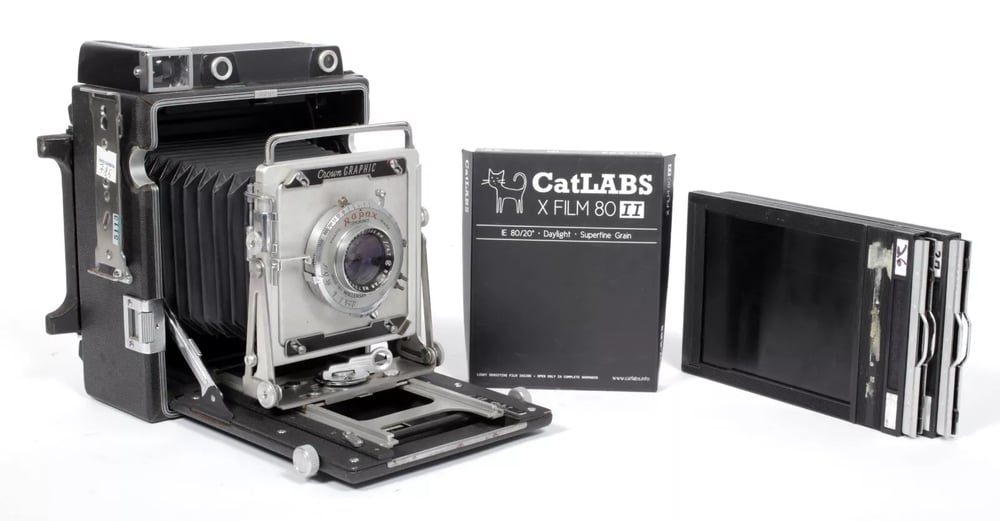 Image of Graflex Special Crown Graphic 4X5 Camera w/ 135mm lens + film + holders #5113