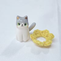 Image 4 of B graded with discount price crochet flower gray and white cat ceramic figurine