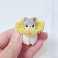 Image 3 of B graded with discount price crochet flower gray and white cat ceramic figurine