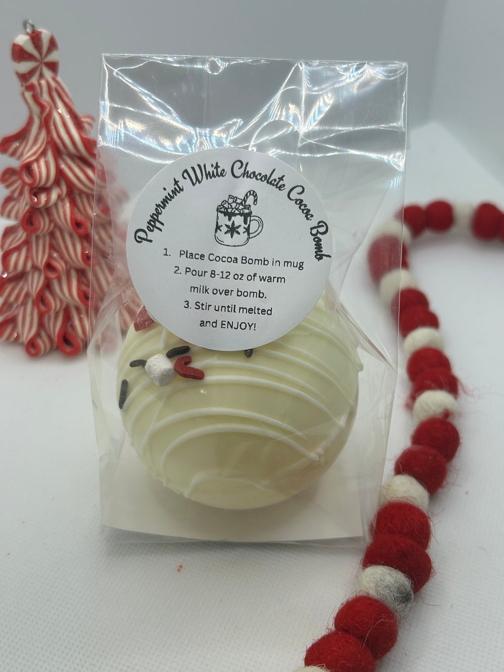 Image of Peppermint White Chocolate Cocoa Bomb