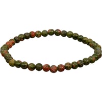 Elastic Bracelet 4mm Round Beads - Unakite
