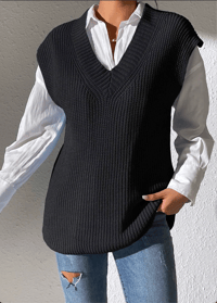 Image 1 of Casual V-Neck Sweater Vest
