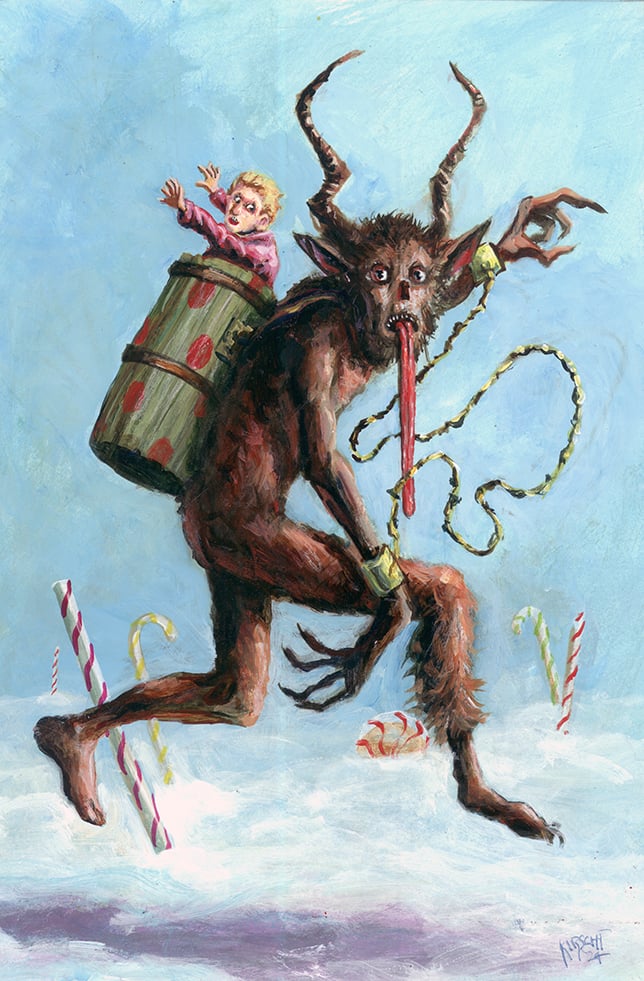 Image of "Krampus Leaps Home" Limited Edition Postcard