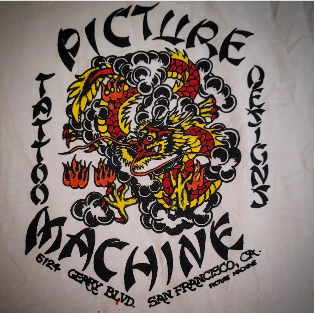 Image of OG Picture Machine Tattoo tshirt hand colored 