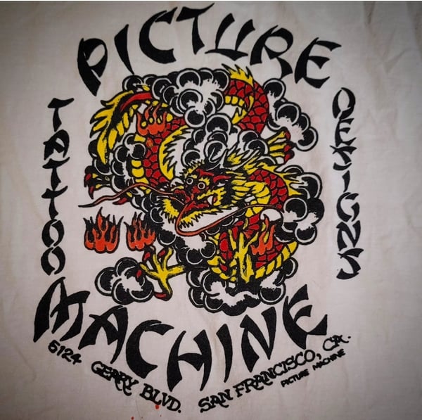 Image of OG Picture Machine Tattoo tshirt hand colored 