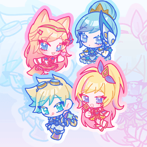 Image of star guardian glitter keychains