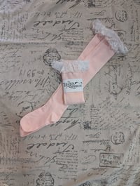  Pink x White Soft Raschel Lace OTKs