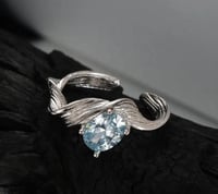 Image 2 of Minimalist Korean-Inspired 925 Sterling Silver Aquamarine Blue Zircon Ring
