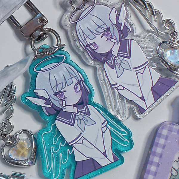 Image of cythera angel glitter keychains