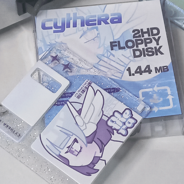 Image of cythera floppy disk glitter keychains