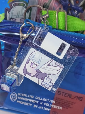 Image of cythera floppy disk glitter keychains