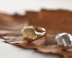 Image of Hand engraved Monogram Silver Signet ring