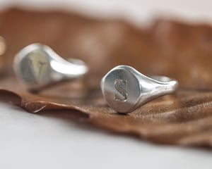 Image of Hand engraved Monogram Silver Signet ring