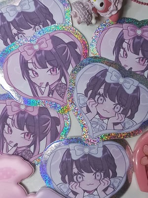 Image of risa-chan & rina-chan holographic stickers