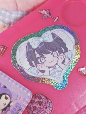 Image of risa-chan & rina-chan holographic stickers