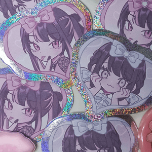 Image of risa-chan & rina-chan holographic stickers