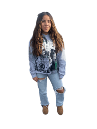 Image 3 of Sade Adu black panther party art dept bleach custom made screen print gray/black sweatshirt