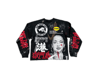 Image 1 of Sade Adu black panther party kanji Midas custom made screen print black/red sweatshirt