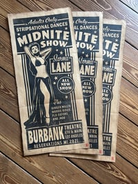 Image 1 of Burbank Theatre Burlesque XL sized Linocut Print FREE SHIPPING